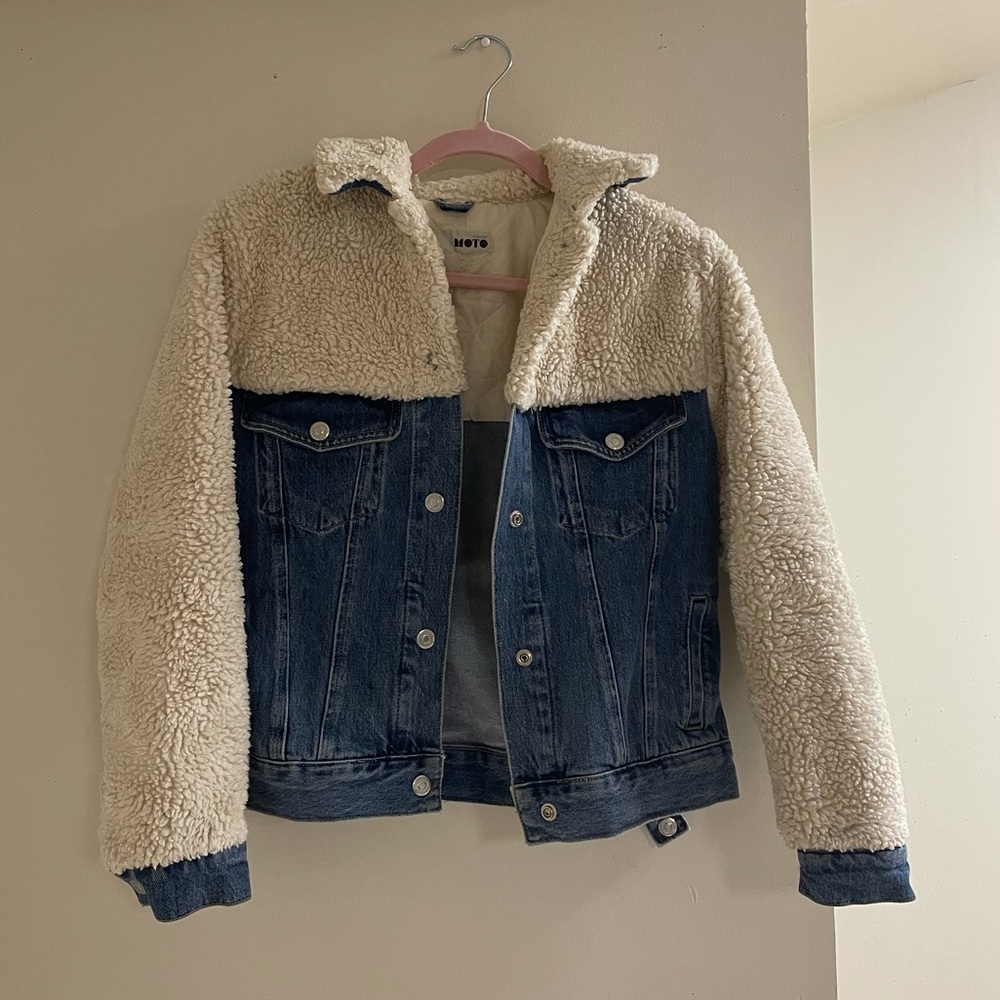 Topshop Denim Sherpa